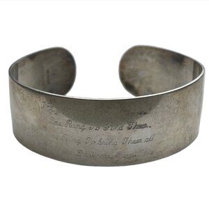 Vintage Lord of the Rings J R R Tolkien Quote Cuff Bracelet - Sterling Silver